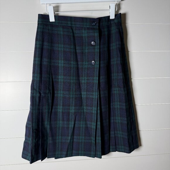 Casual Corner Black Watch Tartan Plaid Skirt 100% Wool Sz 12 - Picture 1 of 8